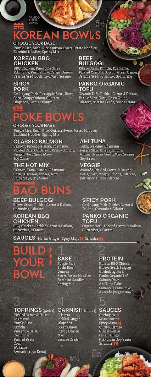 Menu, KoHa Pacific Kitchen