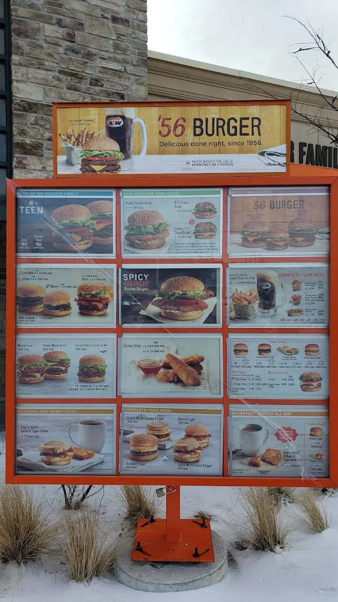 Menu, A&W Canada