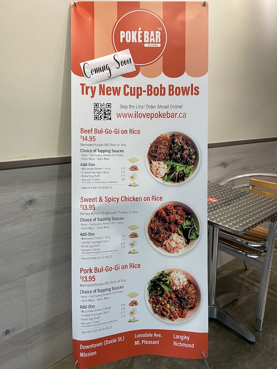 Menu, Poke Bar (E.Broadway)