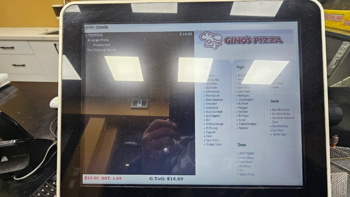 Menu, Gino's Pizza