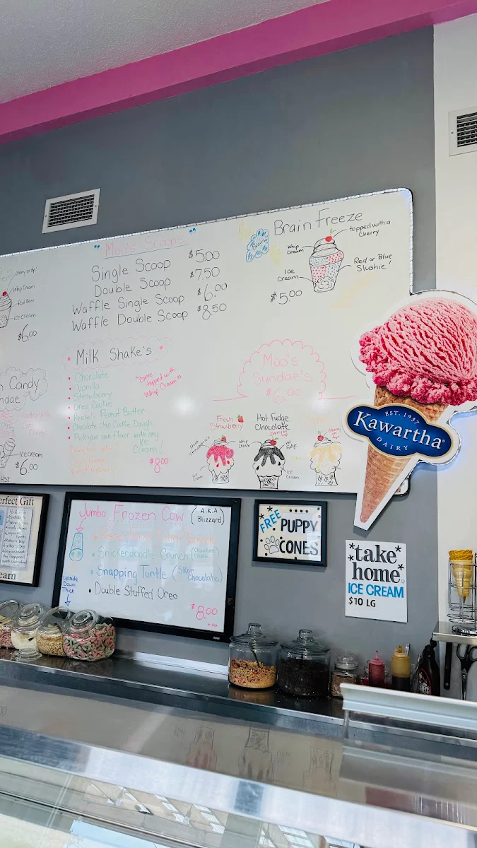 Menu, Moo’s Ice Cream Shop