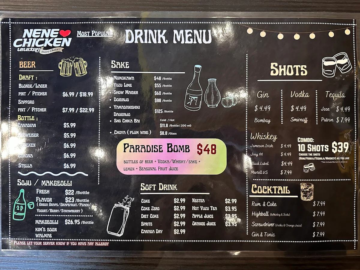 Menu, NeNe Chicken Vaughan