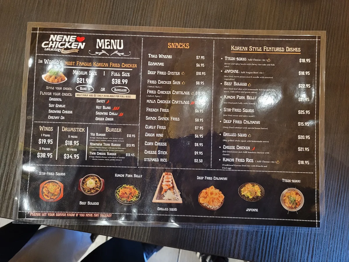 Menu, NeNe Chicken Vaughan