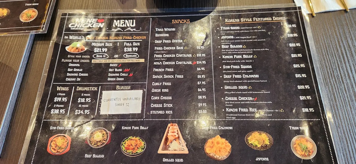 Menu, NeNe Chicken Vaughan