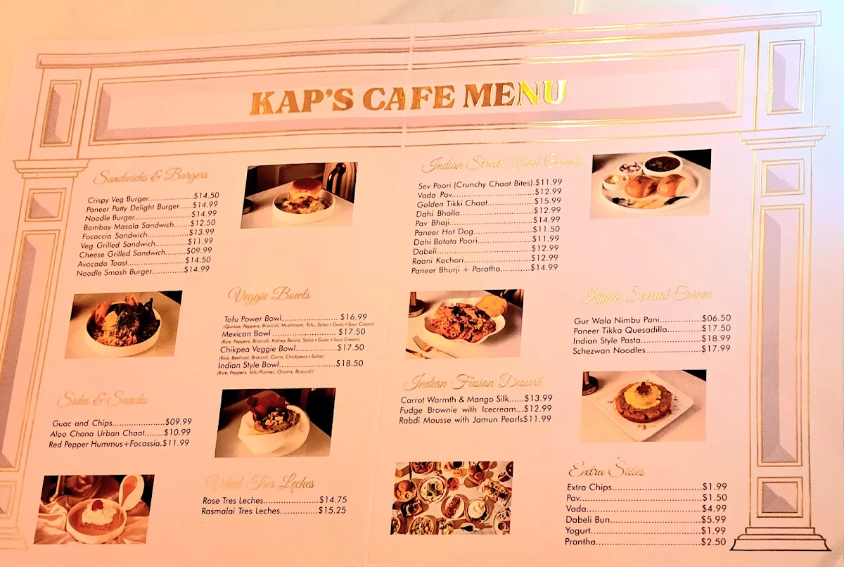 Menu, Kap's Cafe