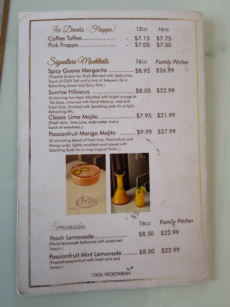 Menu, Kap's Cafe