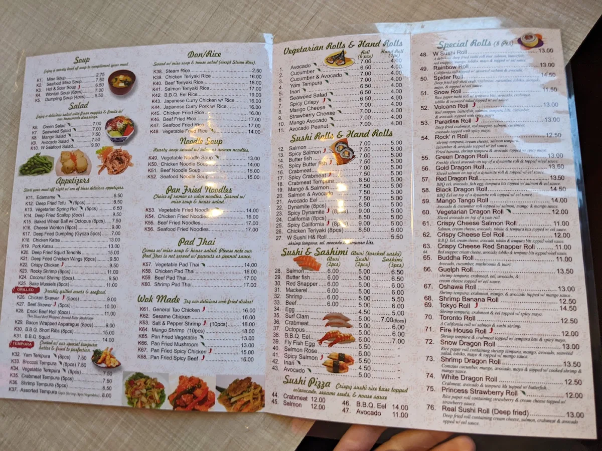 Menu, W Sushi