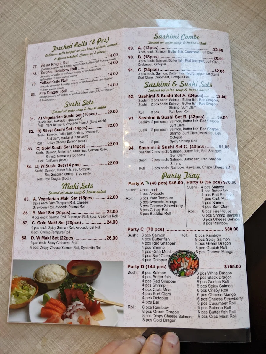 Menu, W Sushi