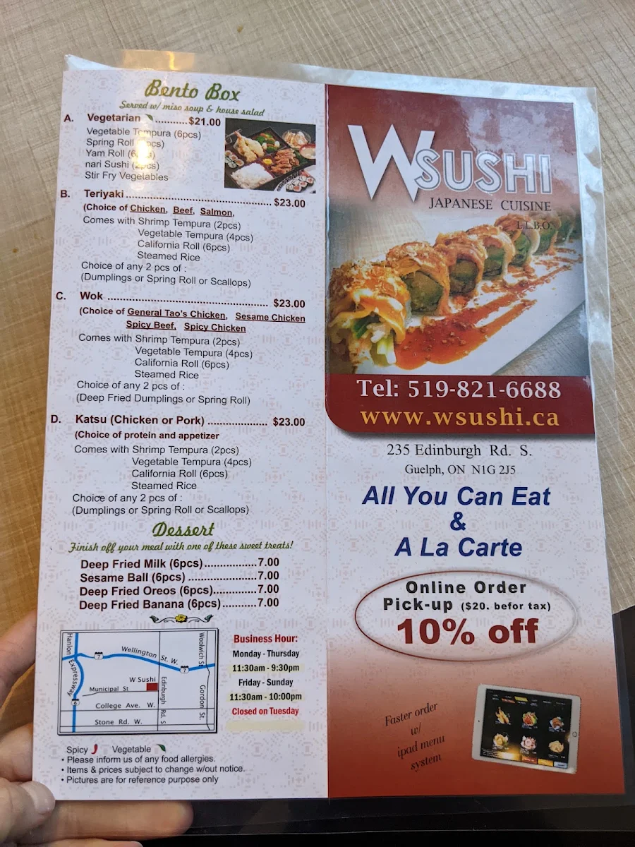 Menu, W Sushi