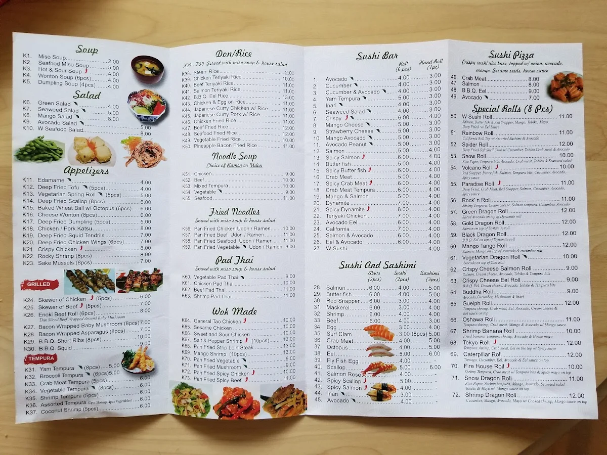 Menu, W Sushi