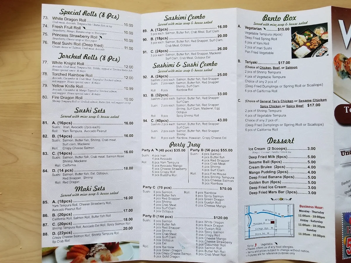Menu, W Sushi