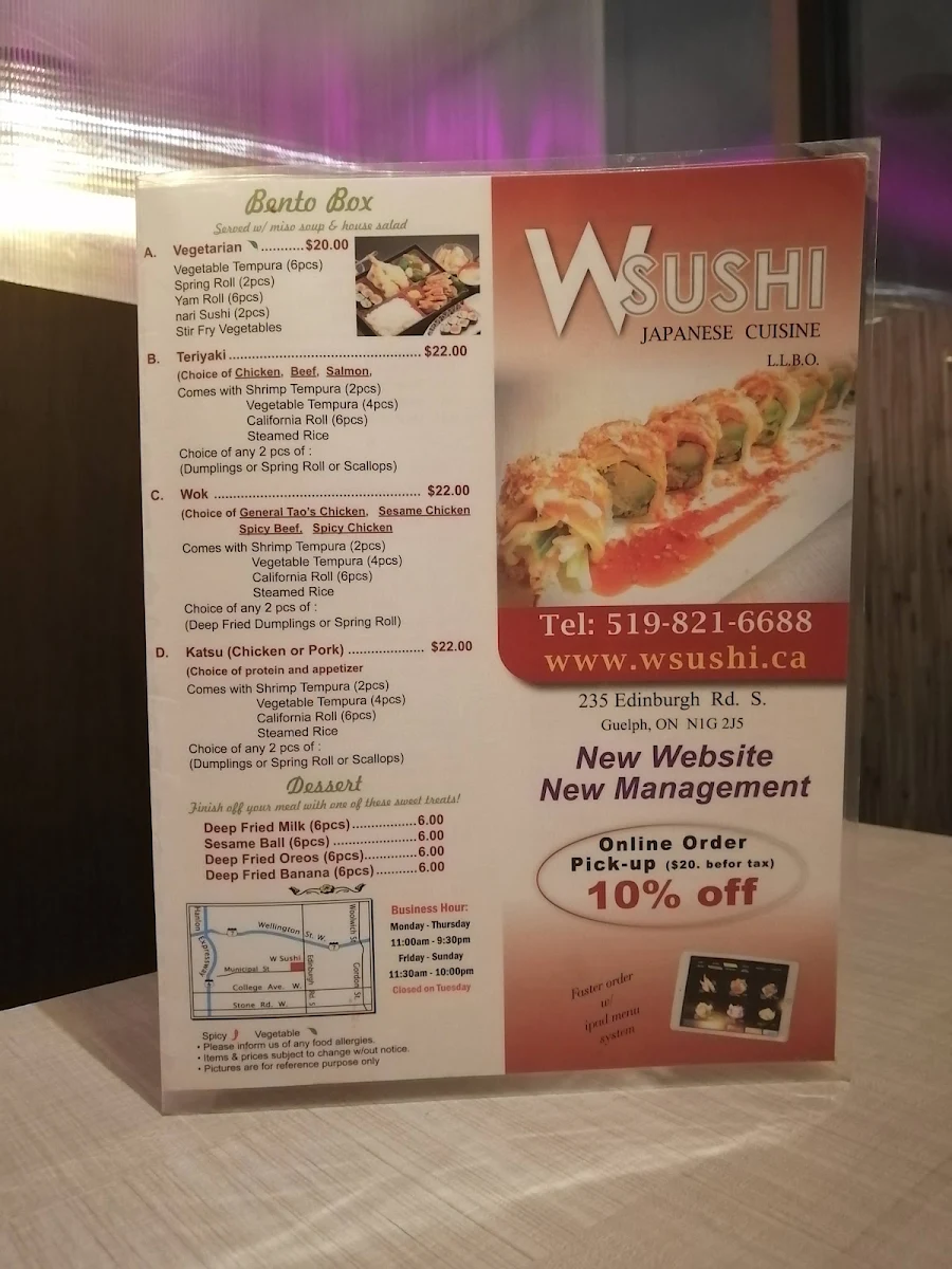 Menu, W Sushi