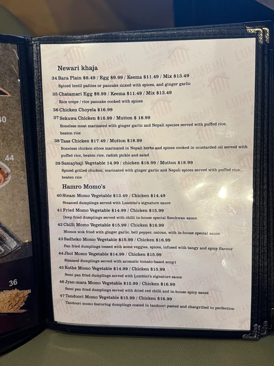 Menu, Lumbini Hut: Best Indian Nepali and Hakka Restaurant