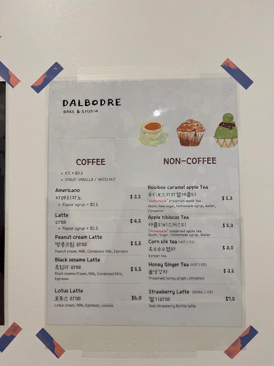 Menu, Cafe Dalbodre(Food trailer)