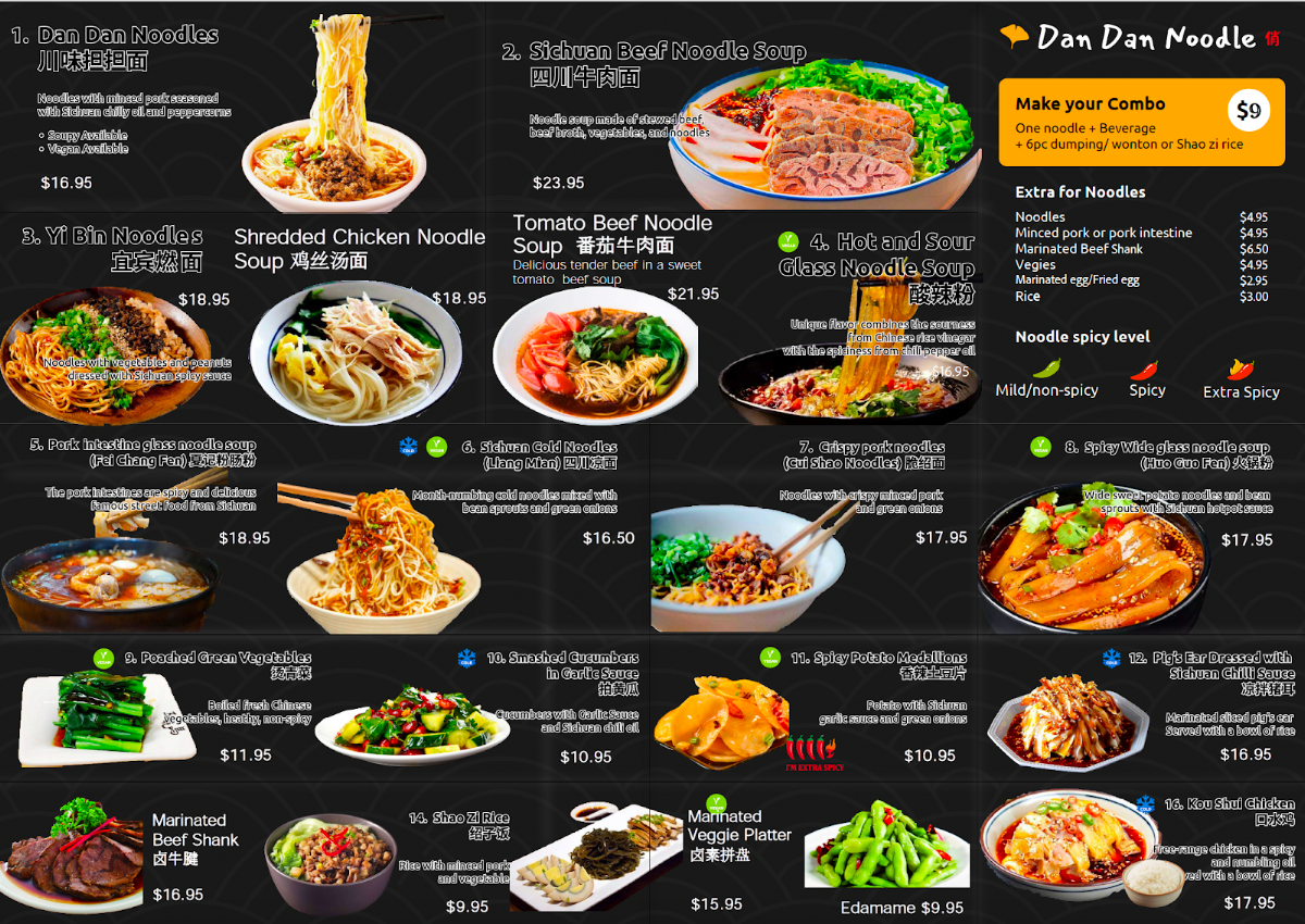 Menu, Dan Dan Noodle