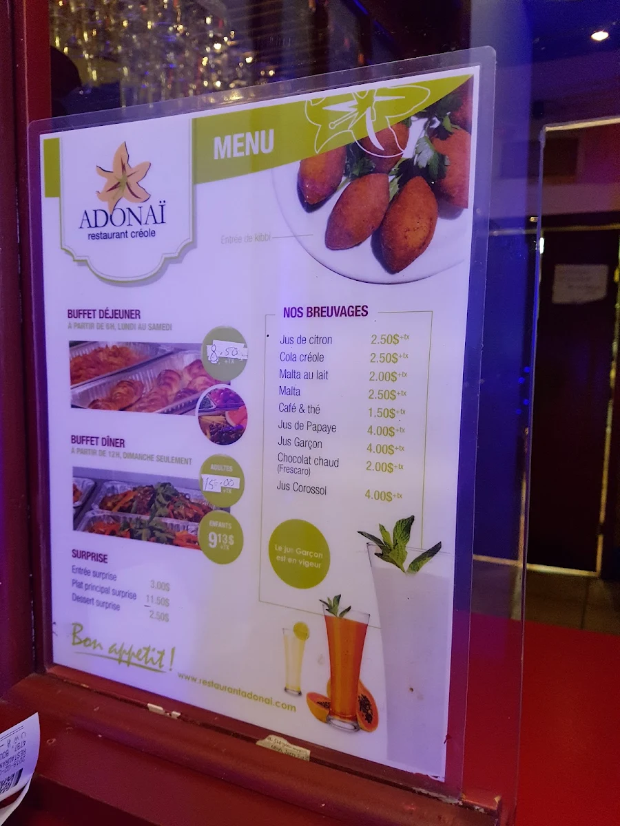 Menu, Marché Adonai