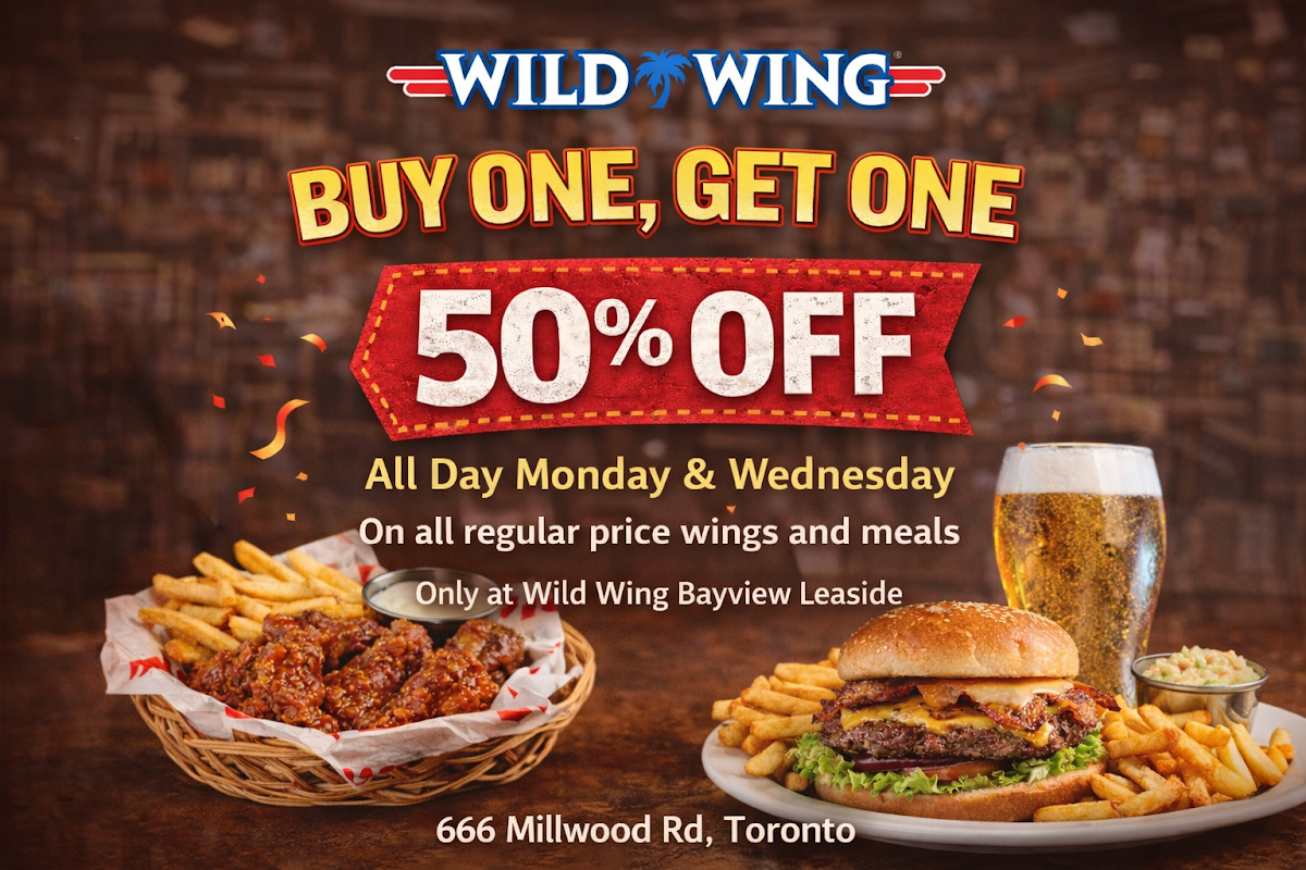 Menu, Wild Wing Bayview Leaside