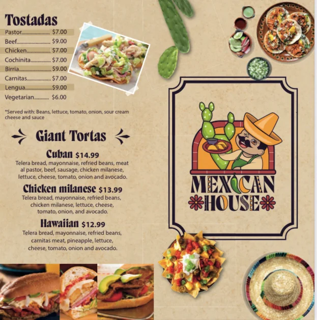 Menu, Mexican House Downtown