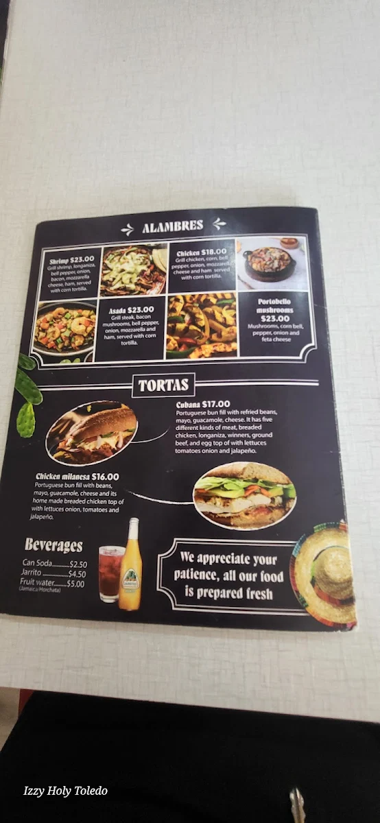 Menu, Mexican House Downtown
