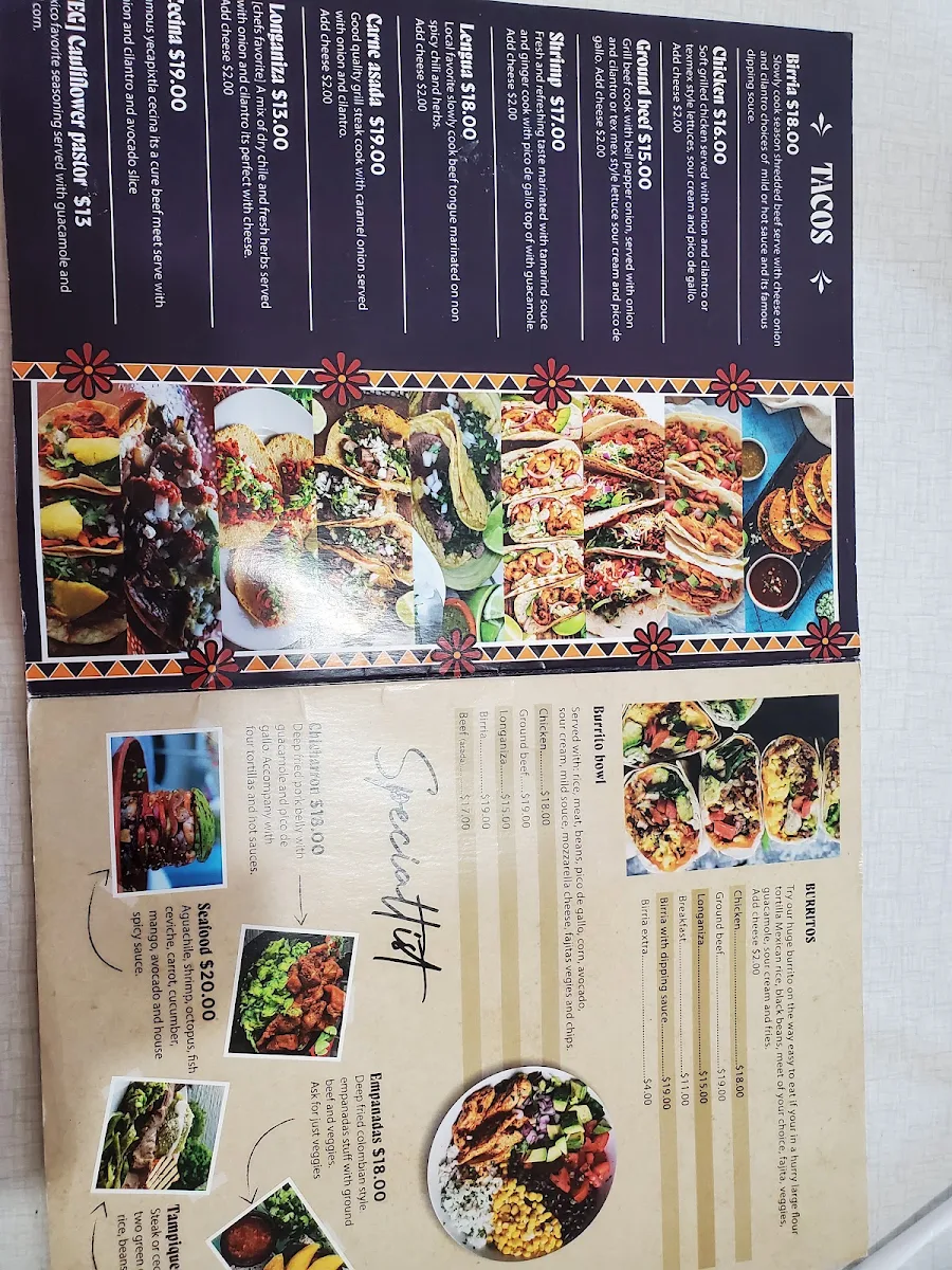 Menu, Mexican House Downtown