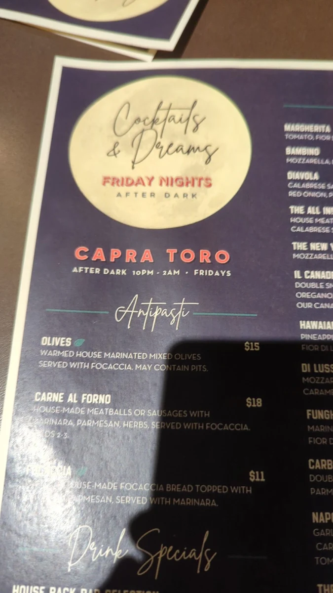 Menu, Capra Toro