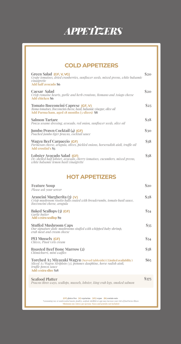 Menu, Top Of Vancouver Revolving Restaurant