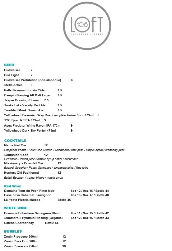 Menu, Loft106