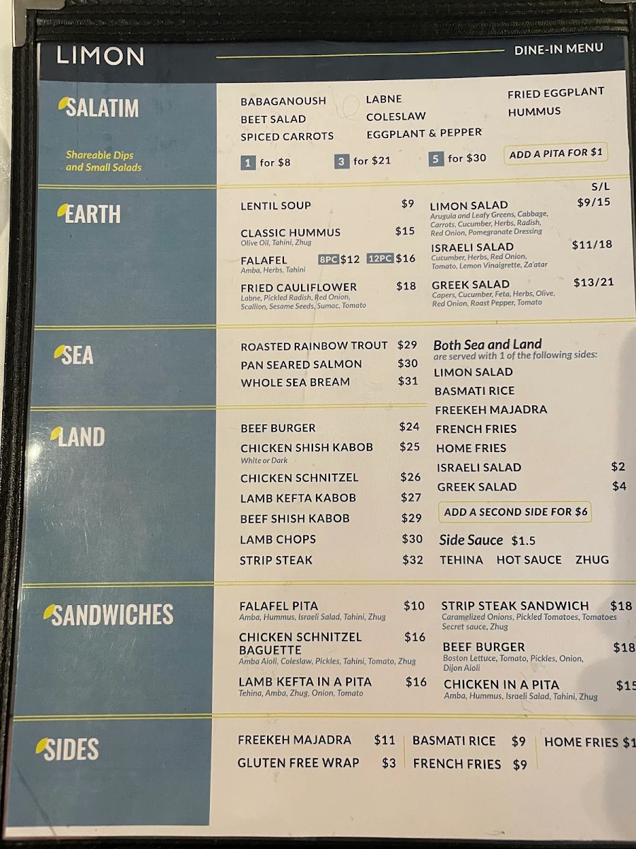 Menu, Limon Beaches