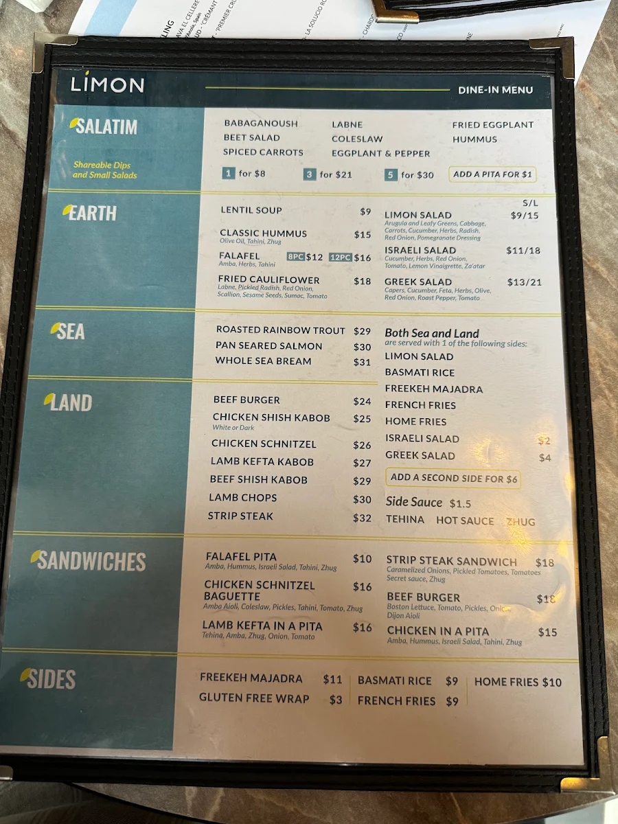 Menu, Limon Beaches