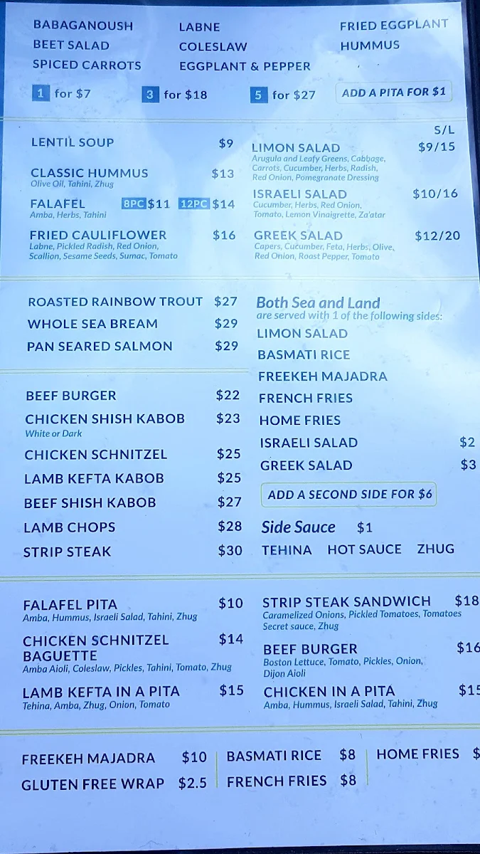 Menu, Limon Beaches
