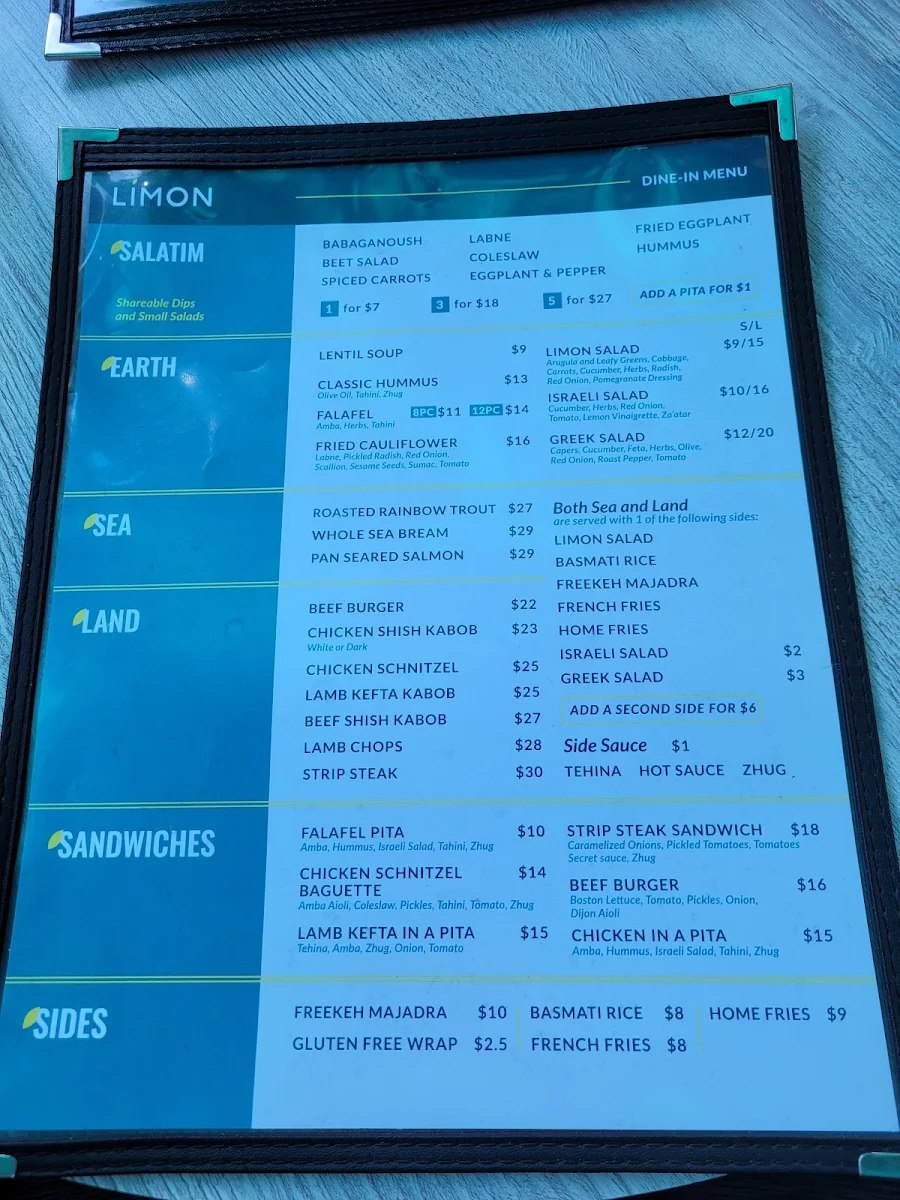 Menu, Limon Beaches