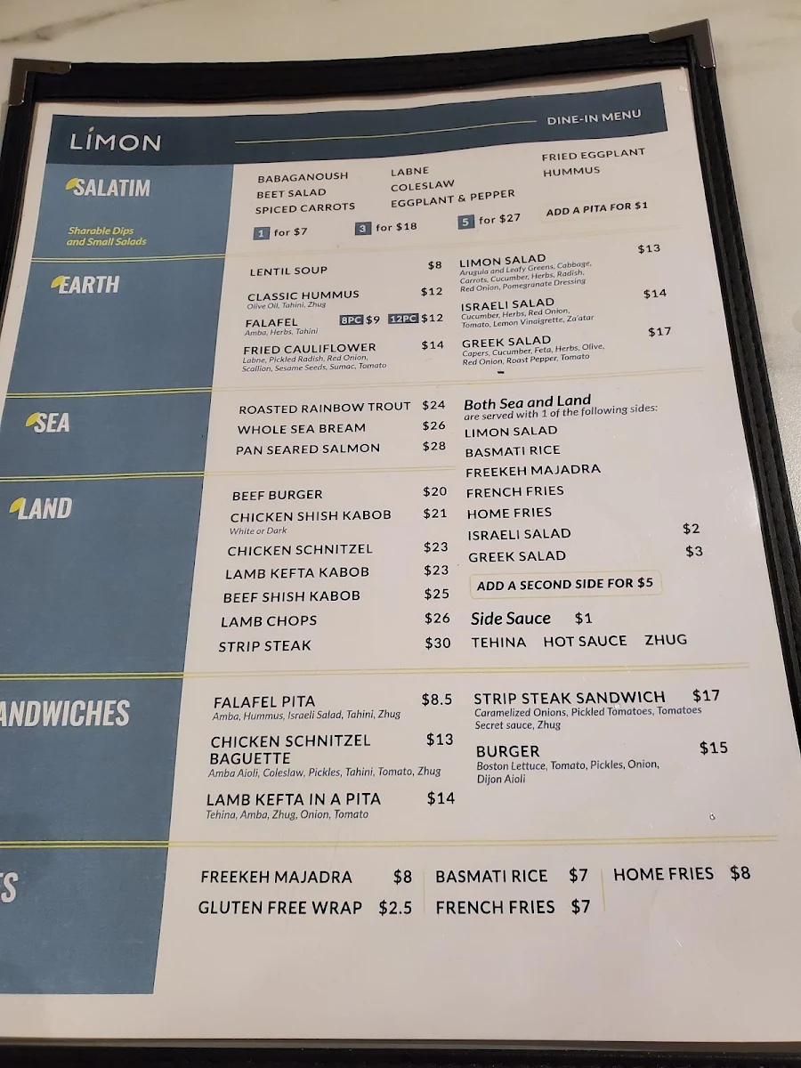 Menu, Limon Beaches