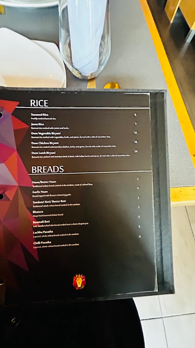 Menu, Oh Bombay London