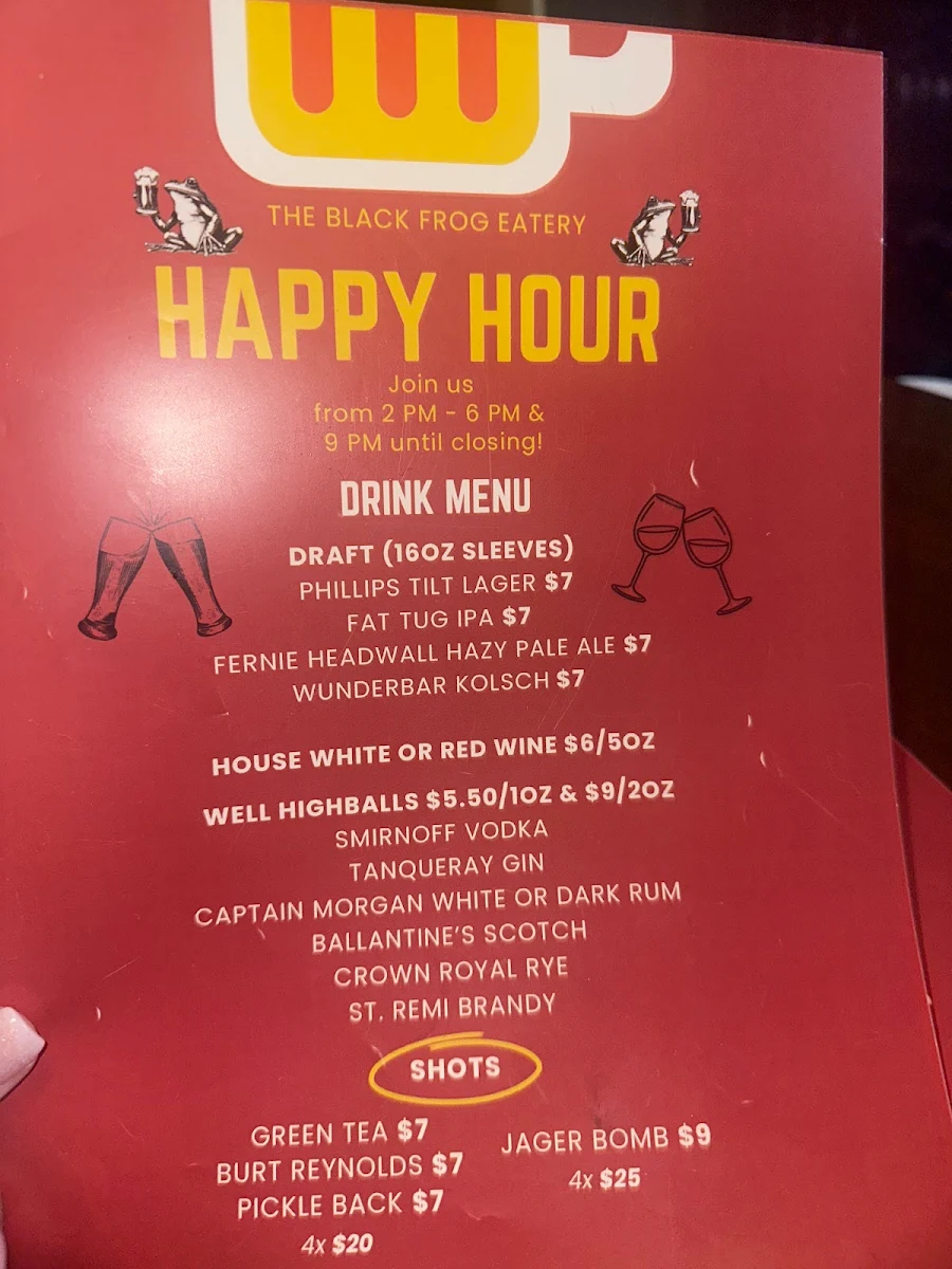 Menu, Black Frog Eatery
