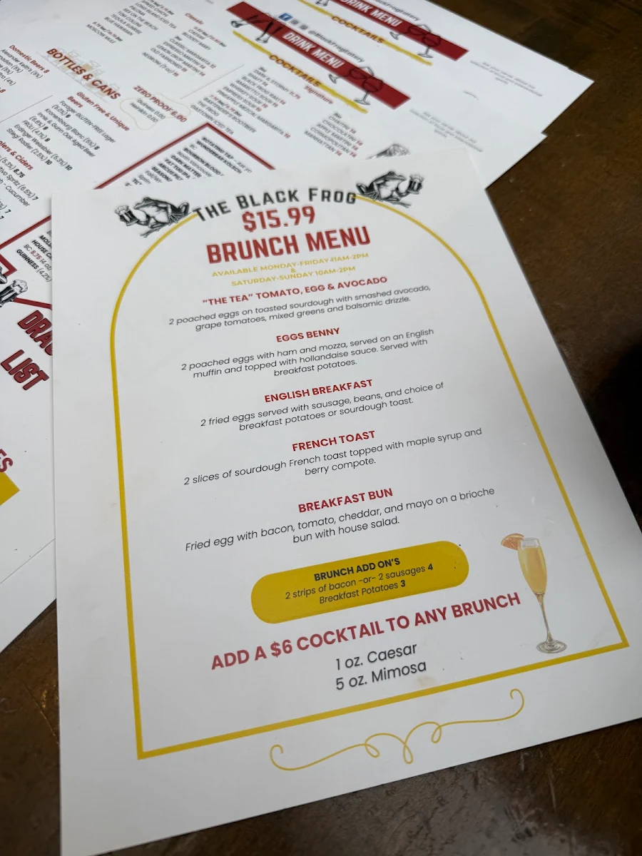 Menu, Black Frog Eatery