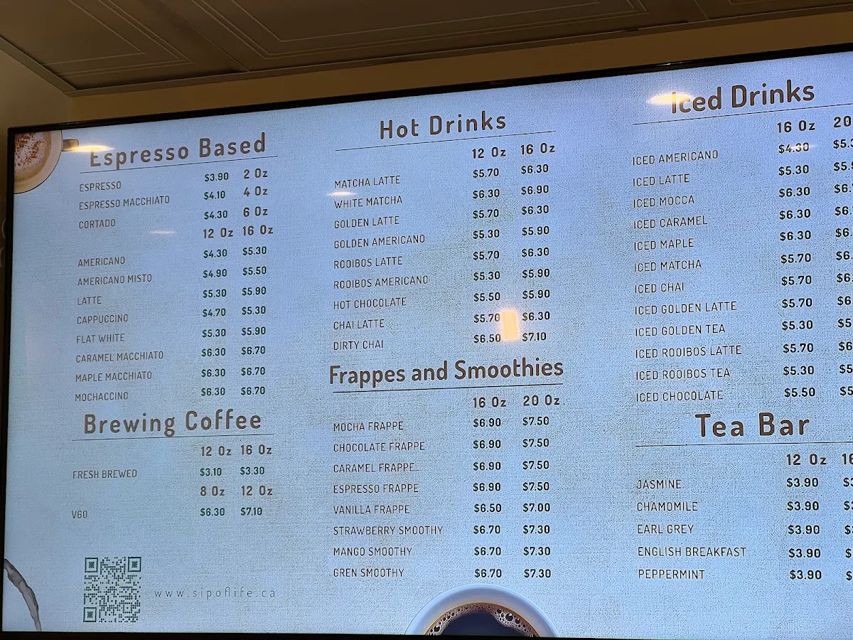 Menu, Sip Of Life Coffee & Bakery
