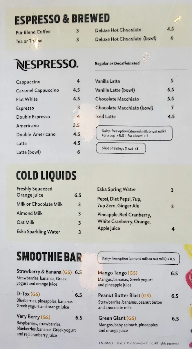 Menu, Pür & Simple