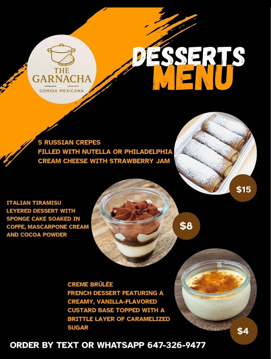 Menu, The Garnacha Mexican Restaurant (DELIVERY ONLY)