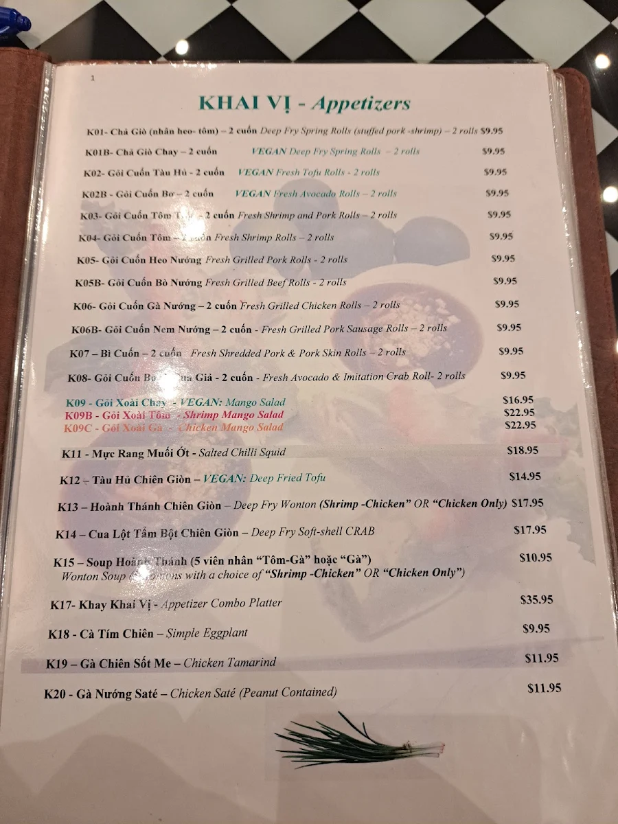 Menu, Pho 90 QueenWest