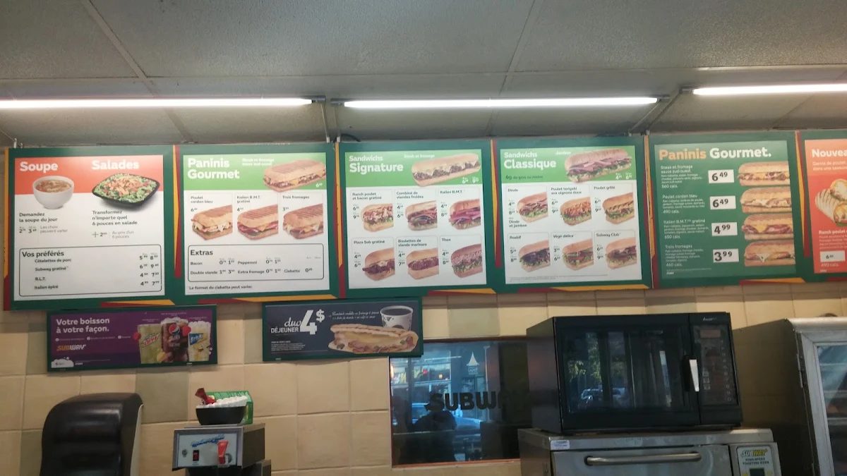 Menu, Subway
