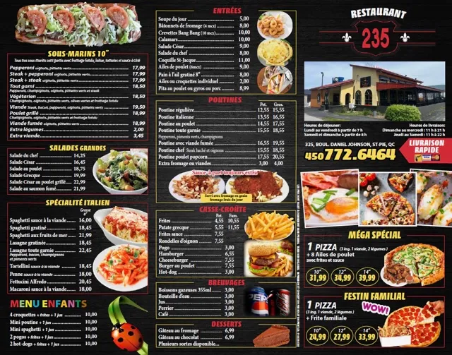 Menu, restaurant 235
