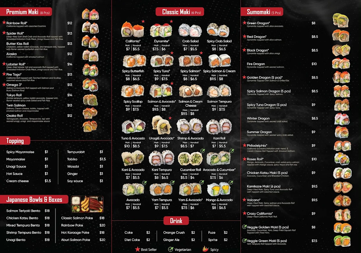 Menu, Togo Sushi