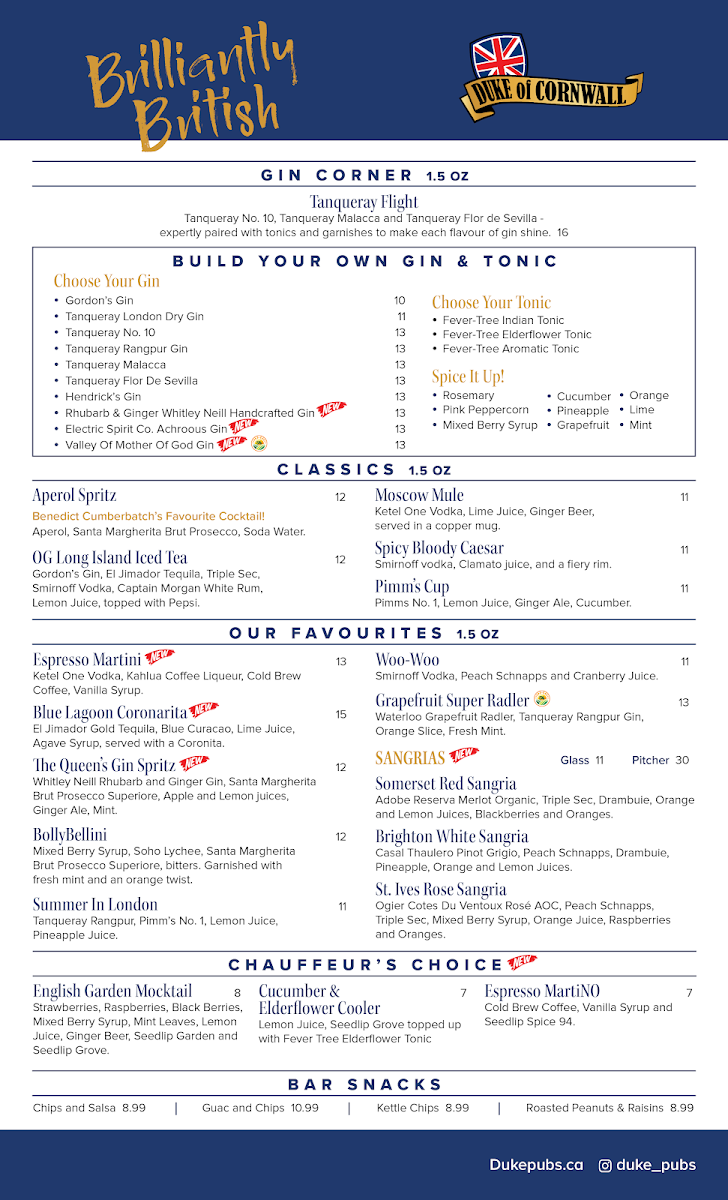 Menu, Duke of Cornwall