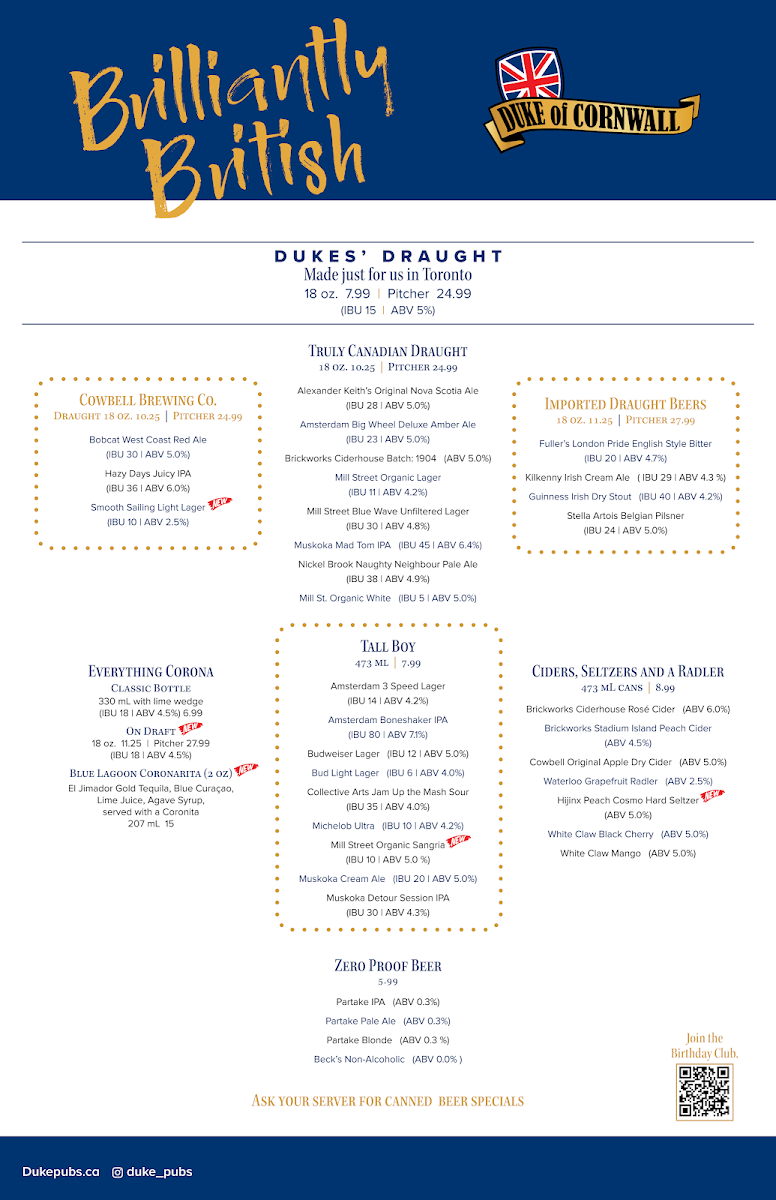 Menu, Duke of Cornwall