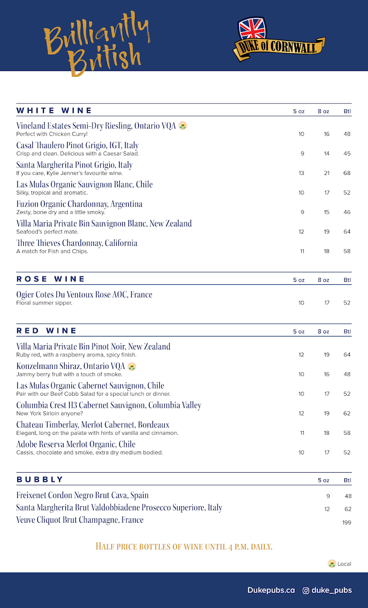 Menu, Duke of Cornwall