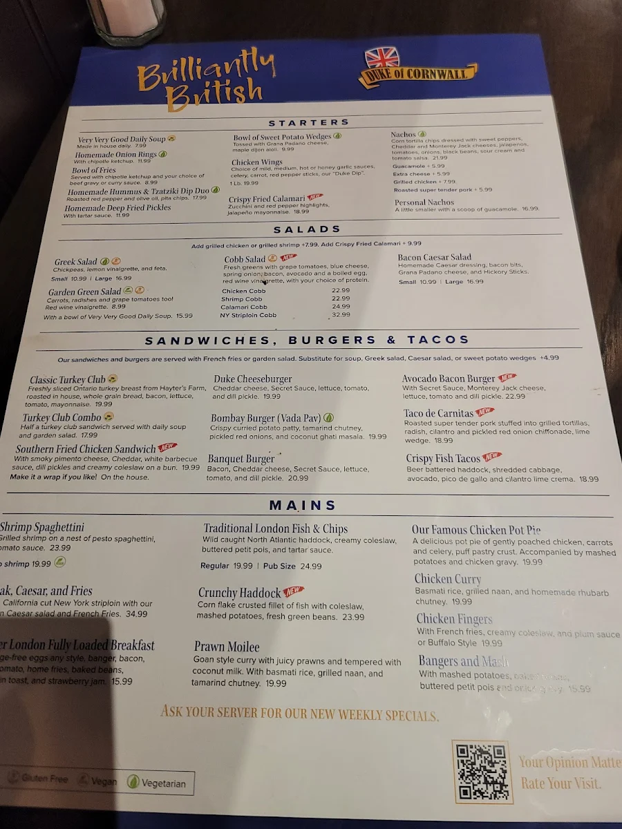 Menu, Duke of Cornwall