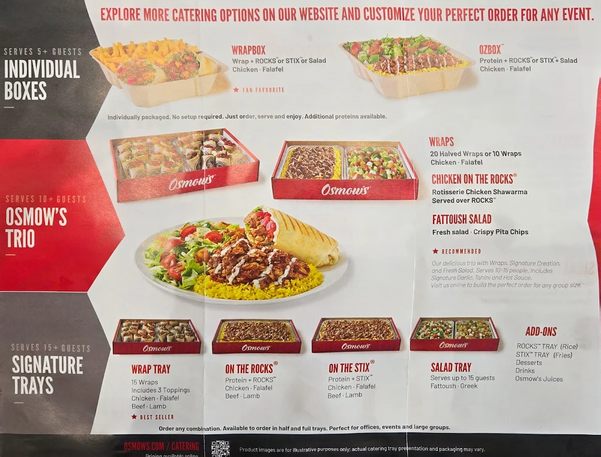 Menu, Osmow's Shawarma