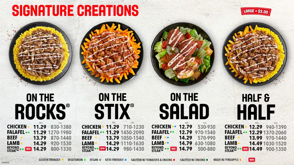 Menu, Osmow's Shawarma