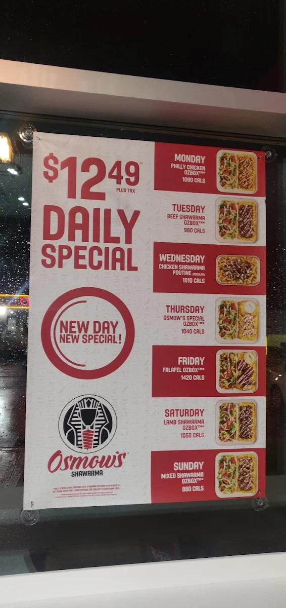 Menu, Osmow's Shawarma