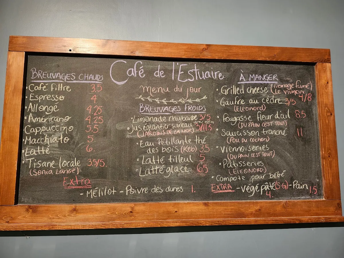 Menu, Café de l'Estuaire